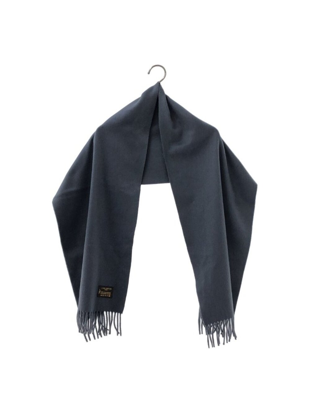 Louis Vuitton Cashmere Logo Fringe Scarf Blue Gray